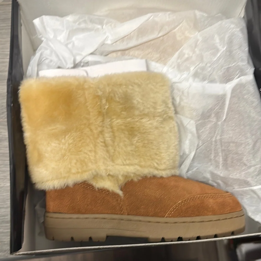 Style & Co. Womens Witty Leather Closed Toe Mid Calf Cold Weather boots Tan